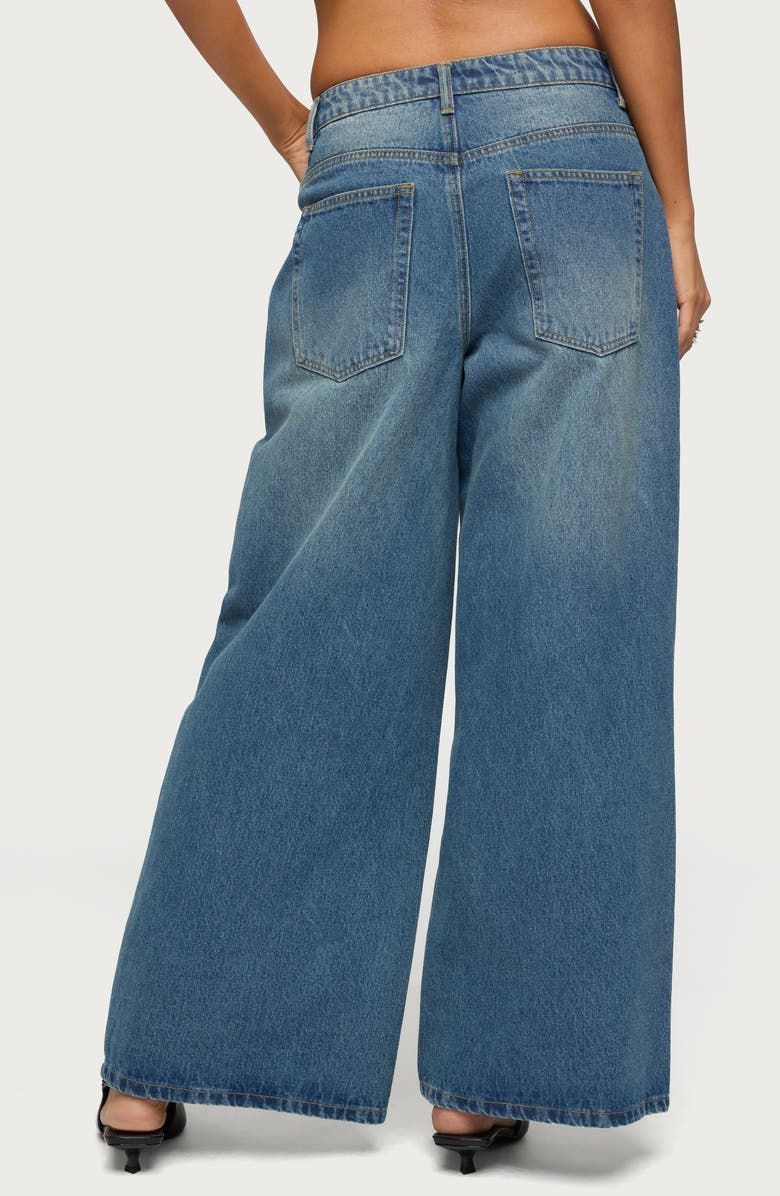 EDIKTED Skater Girl Washed Low Rise Wide Leg Jeans, Alternate, color, Blue-Vintage-Washed