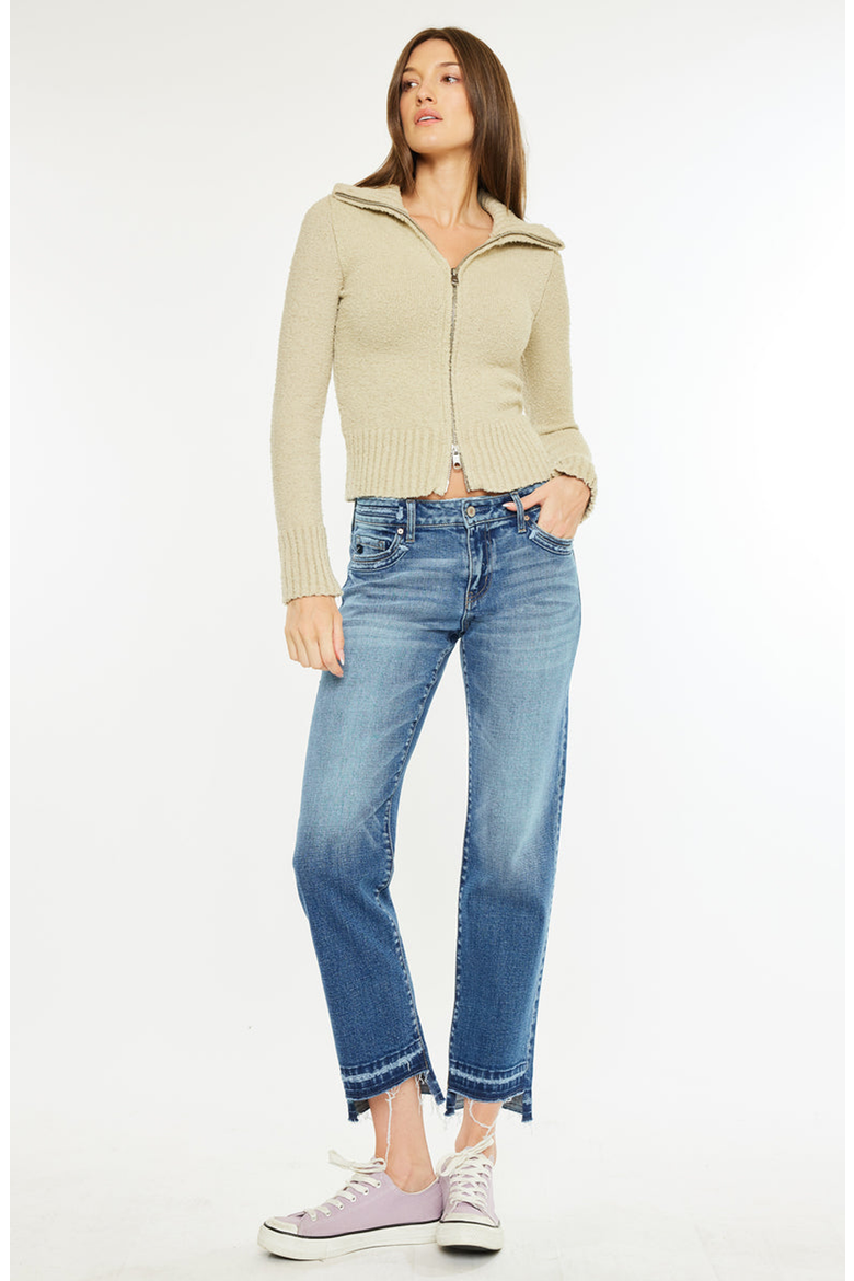 Megan Mid Rise Crop Straight Jeans, Alternate, color, Medium Wash