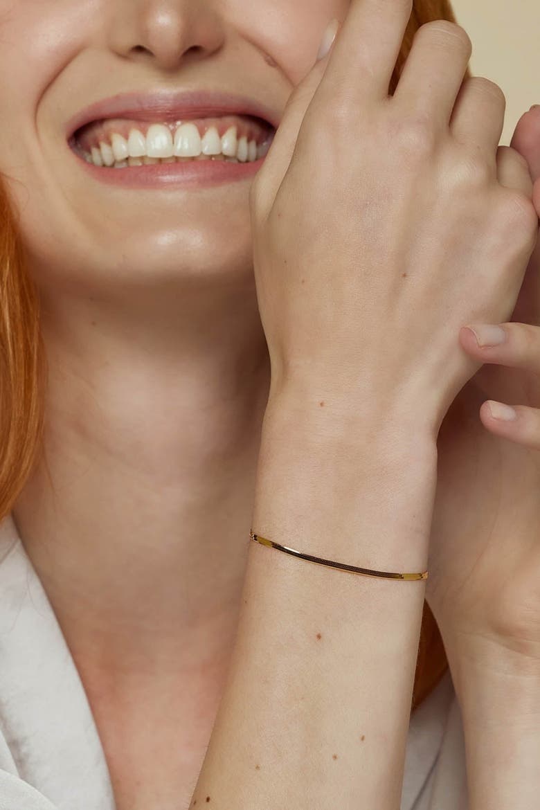 Sterling Silver 18k Gold Plated Caroline Bracelet Dainty Trendy Chain, Alternate, color, Gold