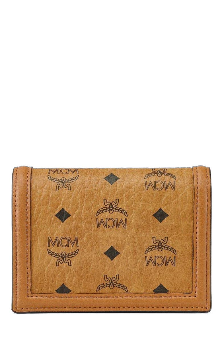 MCM Tracy Wallet in Visetos, Alternate, color, Cognac