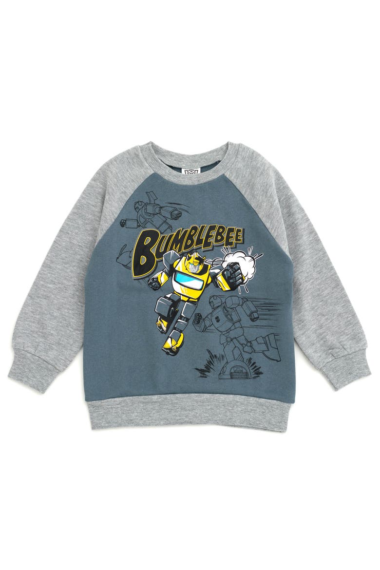 Bumblebee Fleece 2-Piece Sweatshirt and Hat Set, Alternate, color, Bumblebee Blue Grey