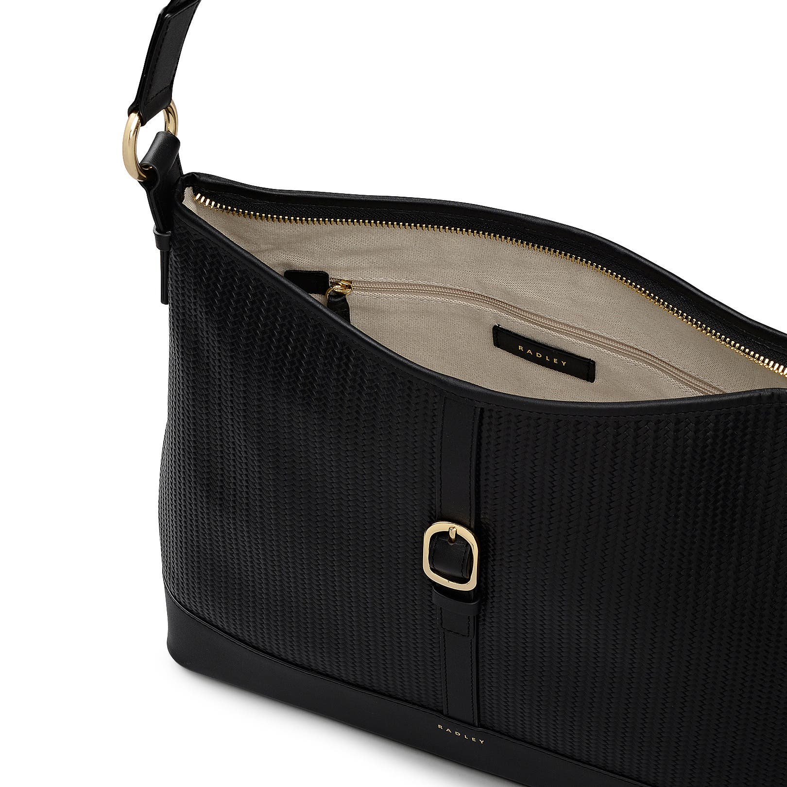 Radley Ebury - Weave Medium Ziptop Shoulder Bag, Alternate, color, Black