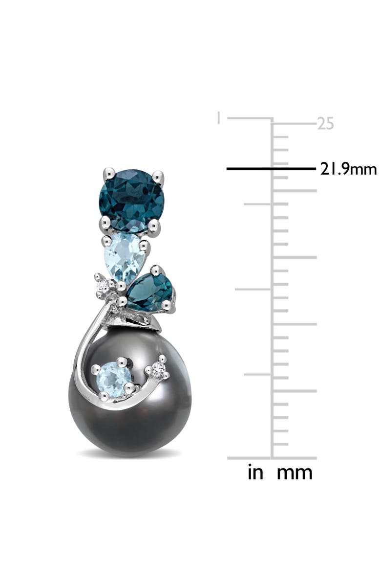 Julianna B. Pearl Blue Topaz & Diamond Drop Earrings, Alternate, color, 14K White Gold/Tahitian Pearl