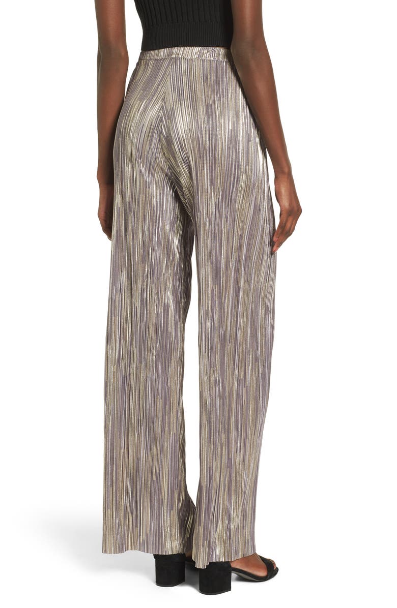 Leith Metallic Pleat Pants, Alternate, color, 