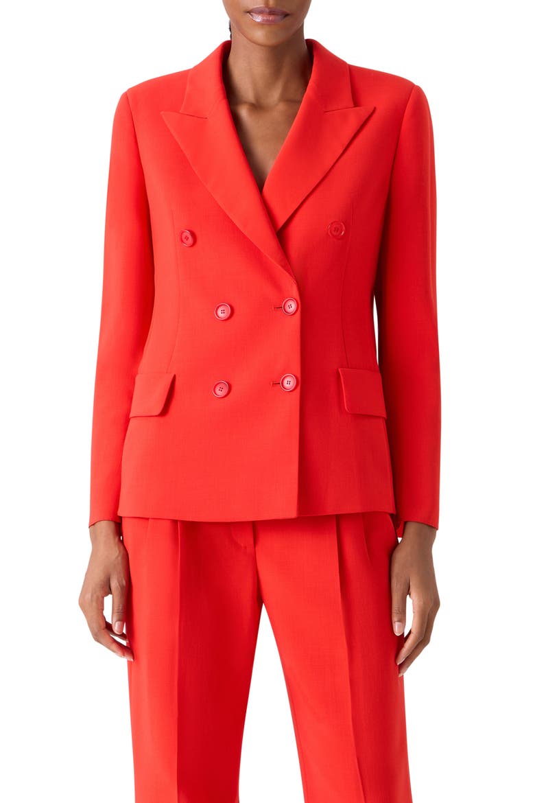 Azalea Wool Double Breasted Jacket, Main, color, VERMILLION