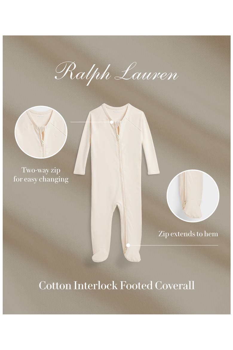 Kids' Cotton Interlock Zip Footie, Alternate, color, ESTATE CREAM