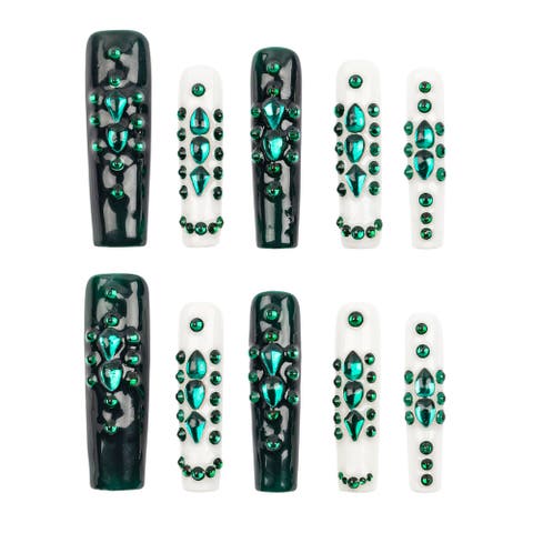 3H Luxury Handmade Press-on Nails - Green Enigma
