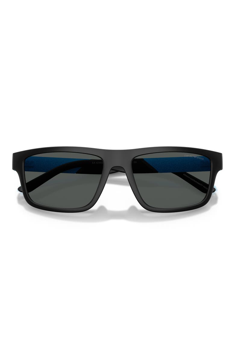 57mm Rectangle Sunglasses, Alternate, color, MATTE BLACK / DARK GREY