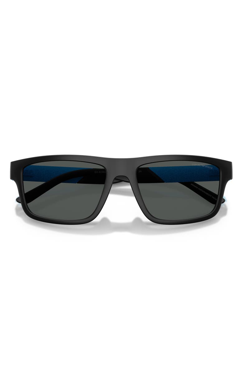 Emporio Armani 57mm Rectangle Sunglasses, Alternate, color, Matte Black / Dark Grey
