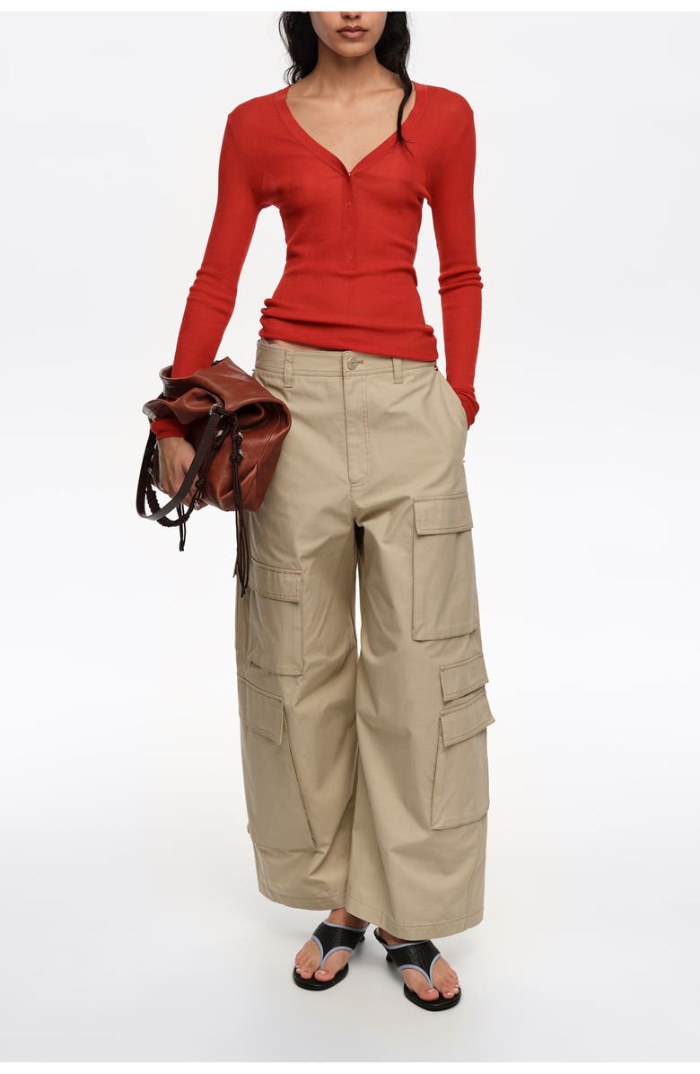 Bimba y Lola Fitted Ribbed Sweater, Alternate, color, Red