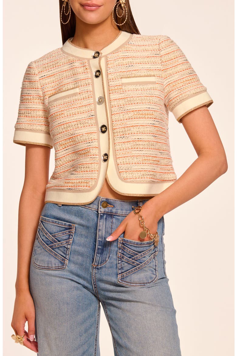 Sterling Tweed Cropped Jacket, Main, color, SUNSET ORANGE TWEED