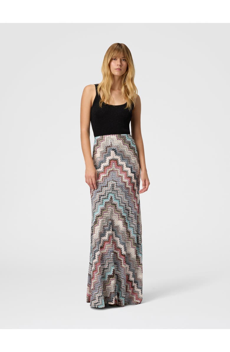 Missoni Flared Long Skirt In Viscose With Zigzag Pattern, Alternate, color, Multicoloured