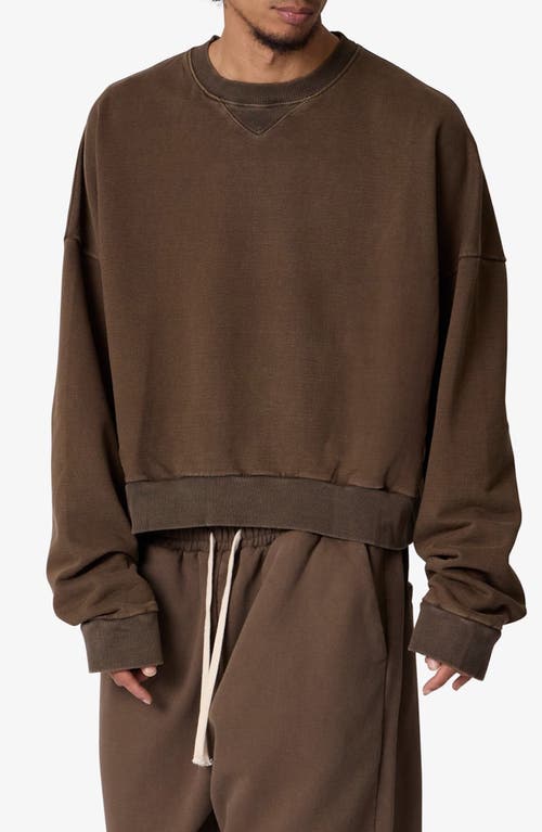 Mnml Crop Cotton Crewneck Sweatshirt In Brown