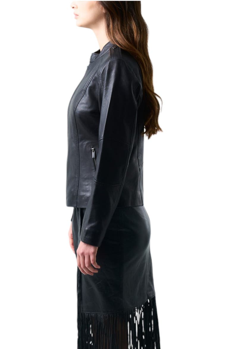 Rider Leather Jacket Slim Fit, Alternate, color, Black