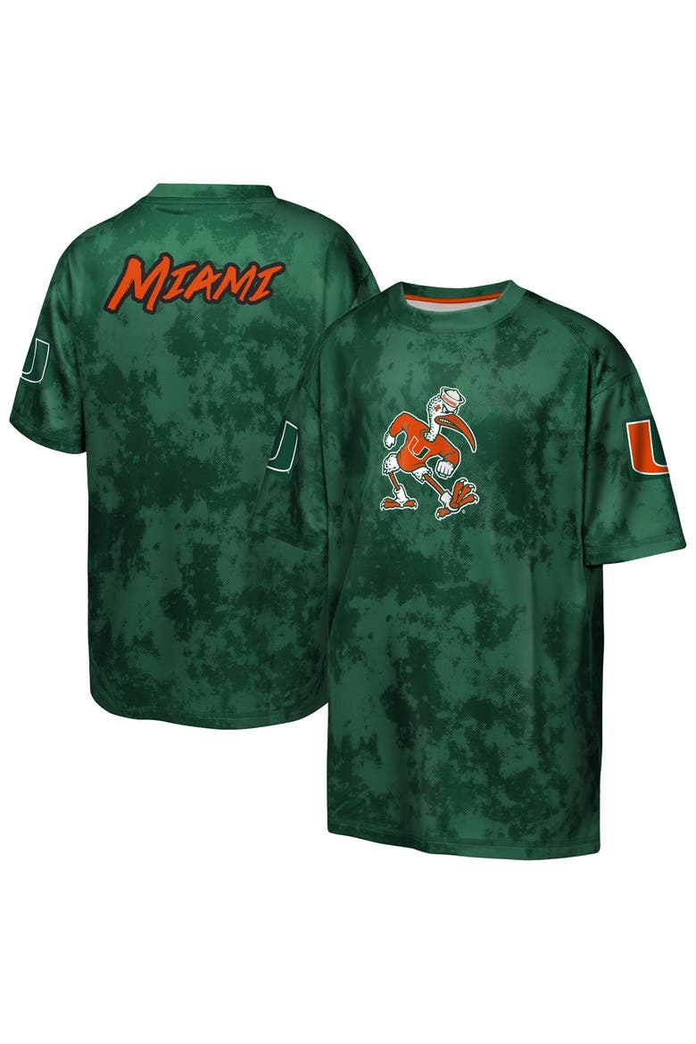 Youth Outerstuff  Green Miami Hurricanes Off-Side Sublimated T-Shirt, Main, color, Green