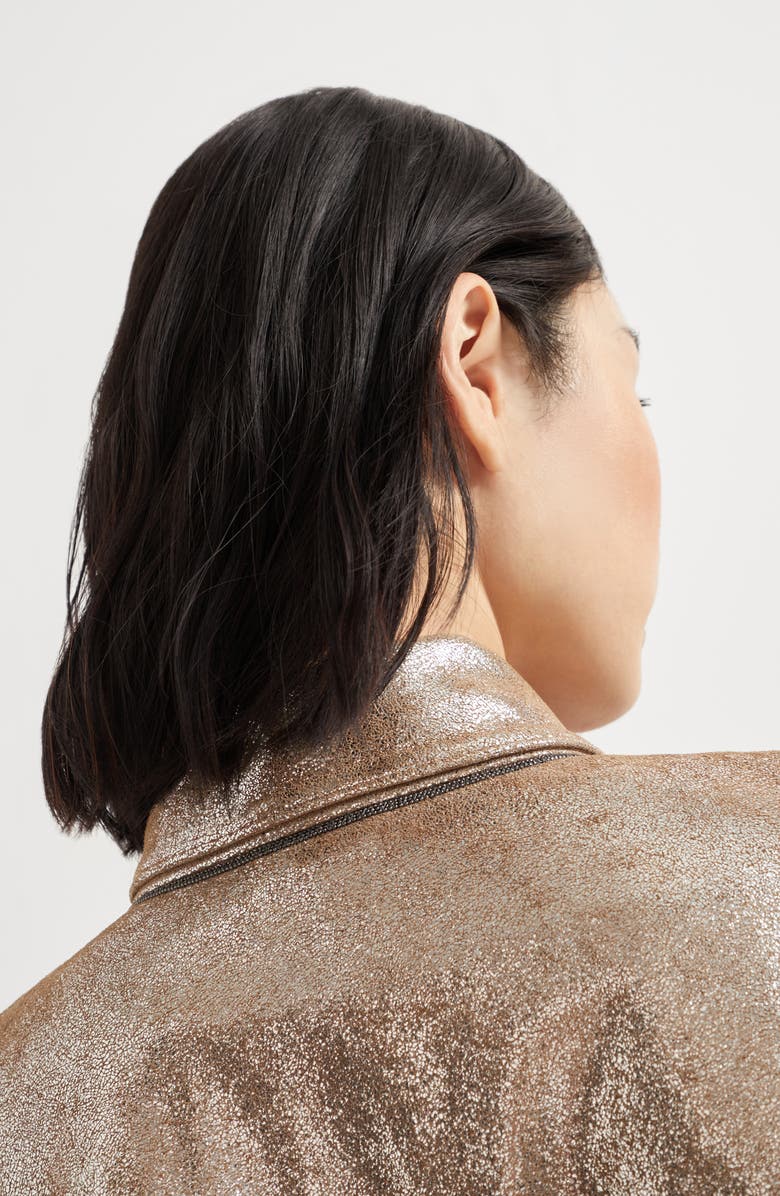 Brunello Cucinelli Lamé nappa shirt, Alternate, color, Silver