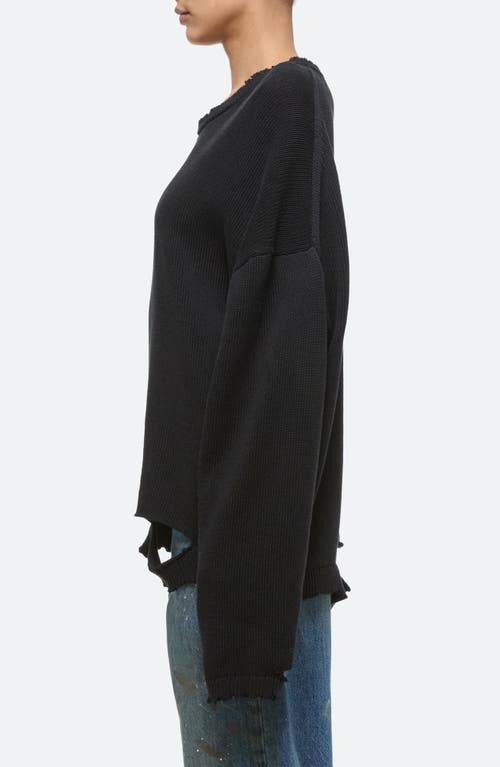 Helmut Lang Distressed Oversize Sweater In Black