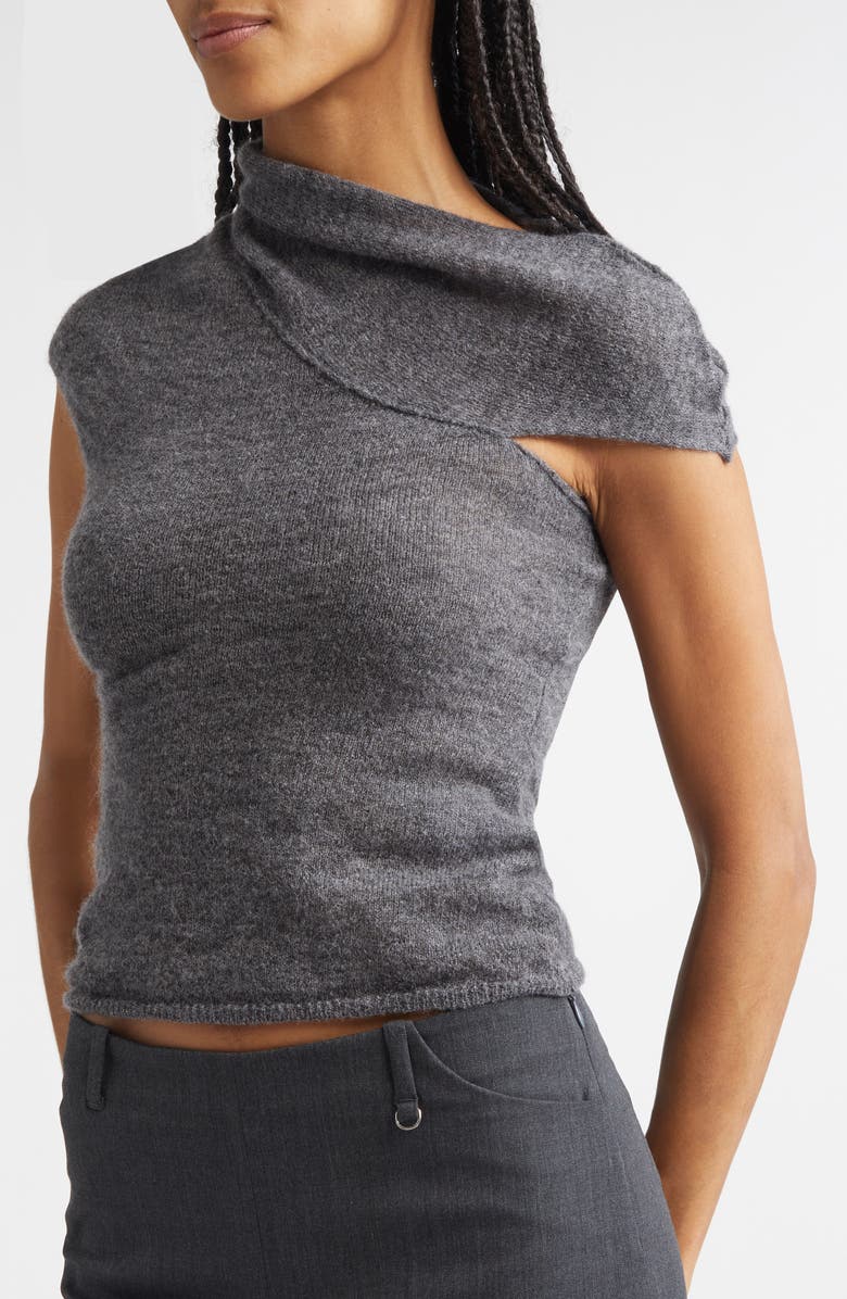 Paloma Wool Aurum Asymmetric Mohair & Alpaca Blend Sweater, Alternate, color, Grey