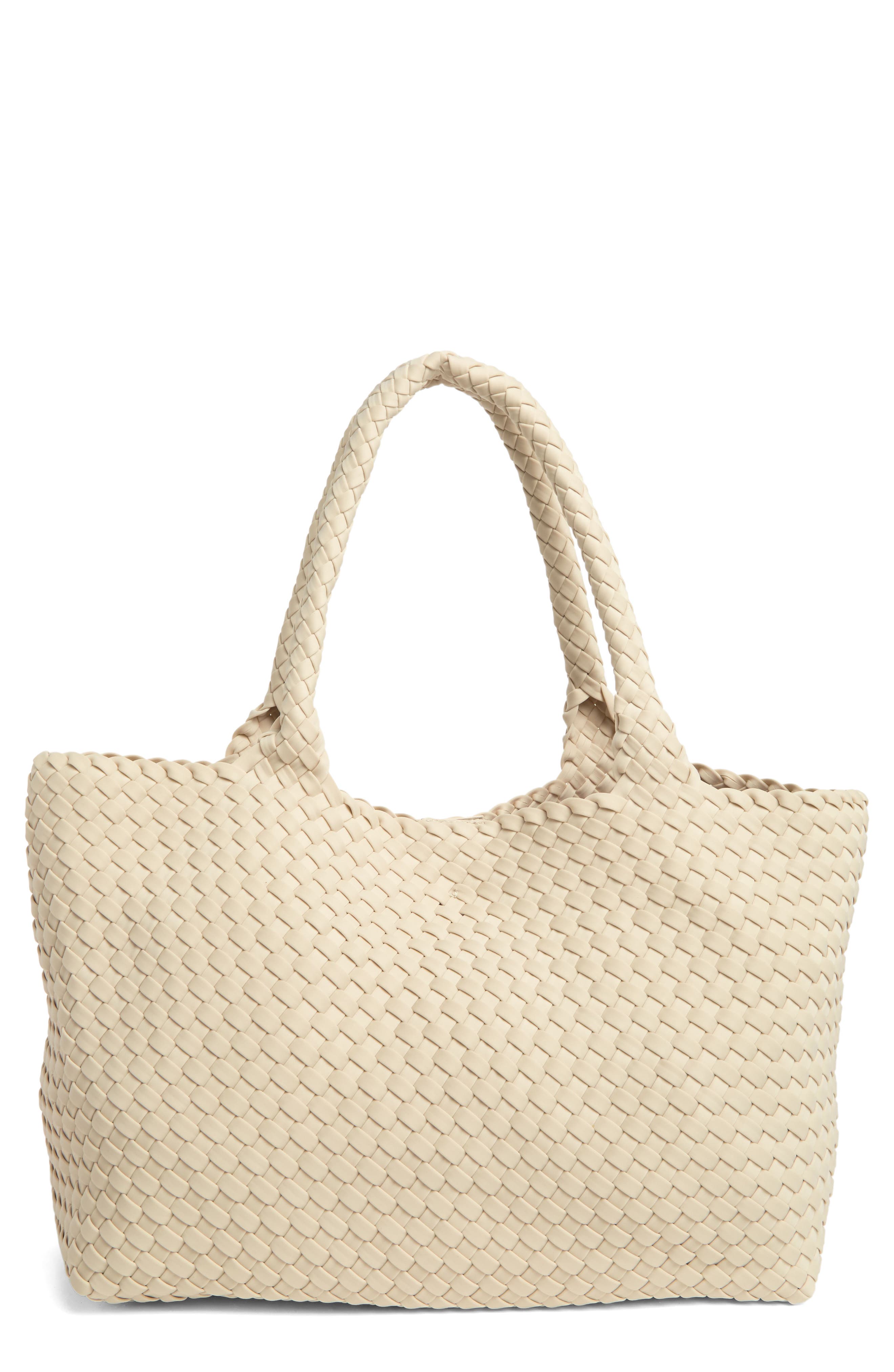 Woven Large Tote Bag & Pouch Set, Main, color, IVORY