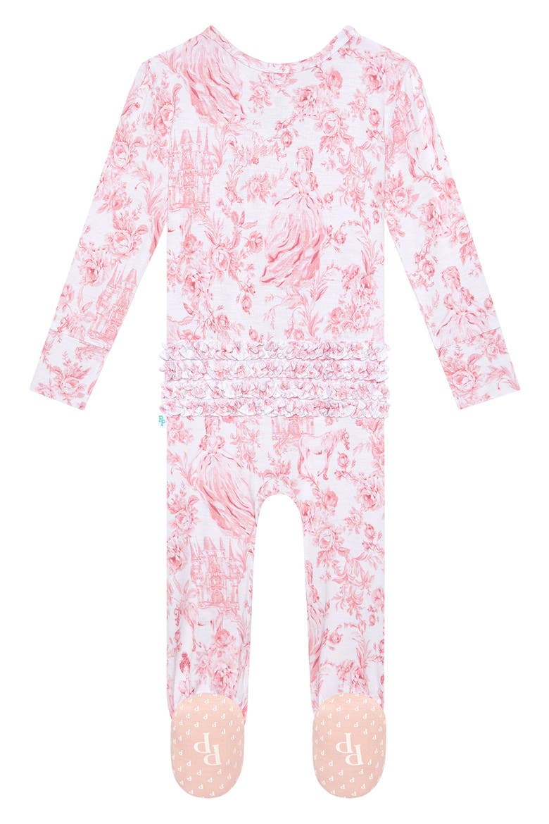 Fitted Zip Footie, Alternate, color, WHITE/ PINK