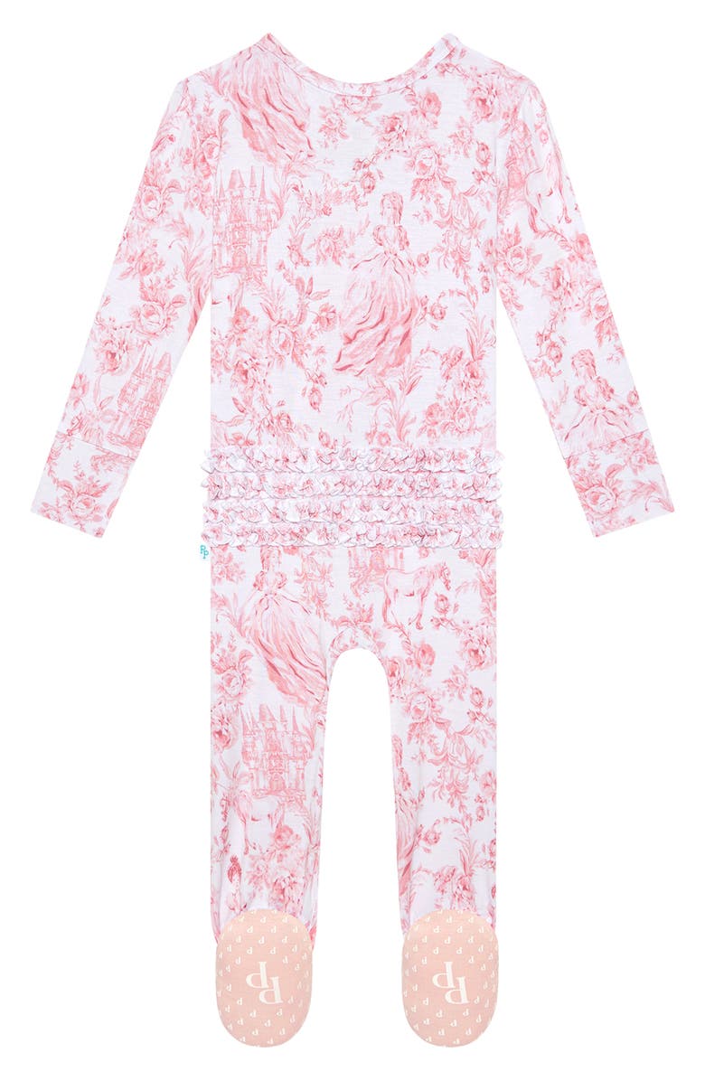 Posh Peanut Fitted Zip Footie, Alternate, color, White/ Pink