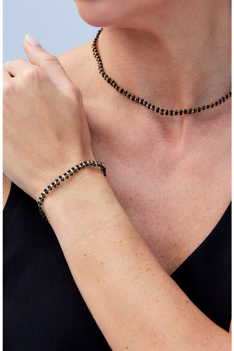 Onyx Two Row Necklace, Alternate, color, BLACK