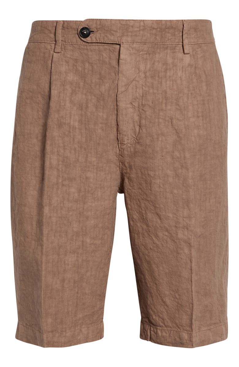 Massimo Alba Pleated Longline Linen Shorts, Main, color, Clay