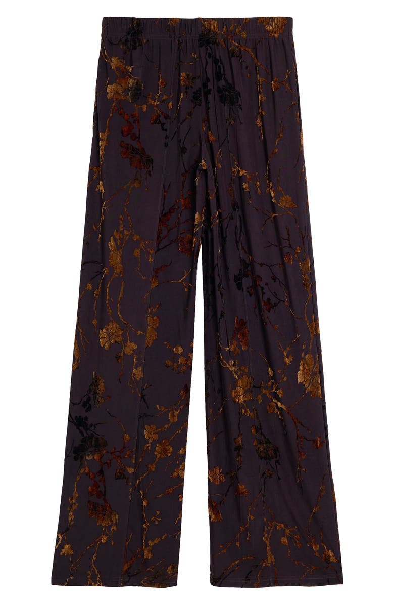 Desigual Burnout Floral Straight Leg Pants, Alternate, color, Brown