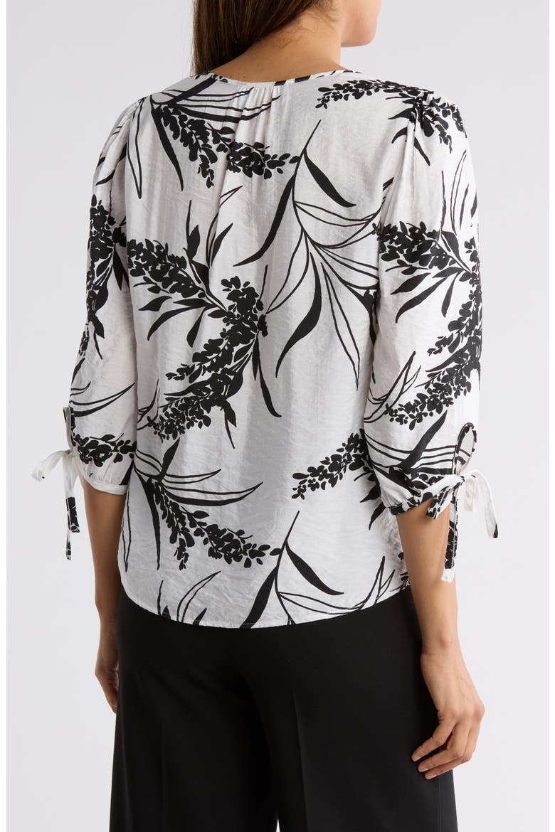 Floral Print V-Neck Top, Alternate, color, WHITE