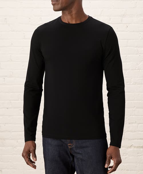 Pact Organic Cotton Luxe Stretch Jersey Slim Long Sleeve Tee In Black
