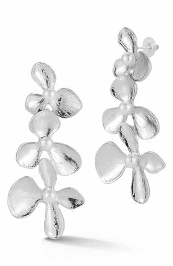 SPHERA MILANO Faux Pearl Flower Drop Earrings