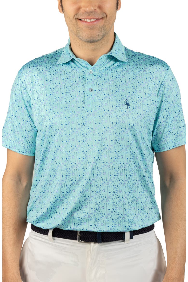 Hole in One Print Performance Polo, Main, color, SPEARMINT