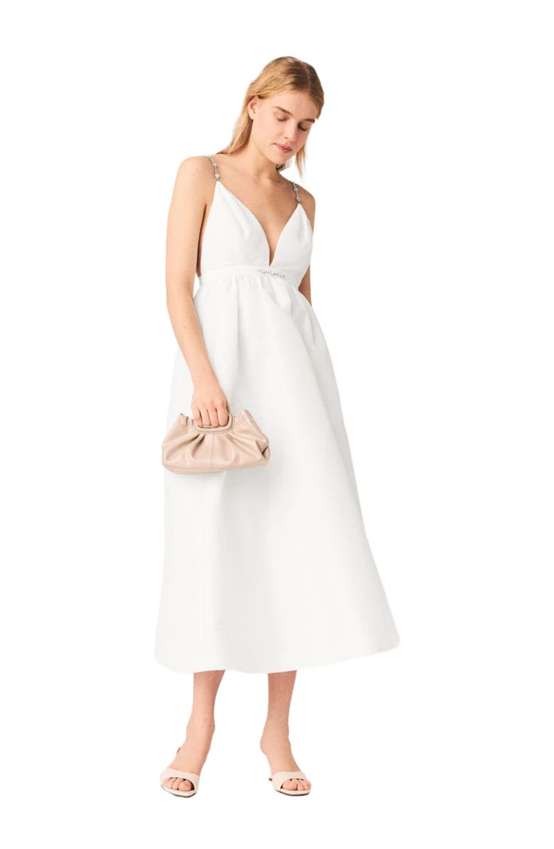 maje Jewelled taffeta maxi dress, Main, color, White