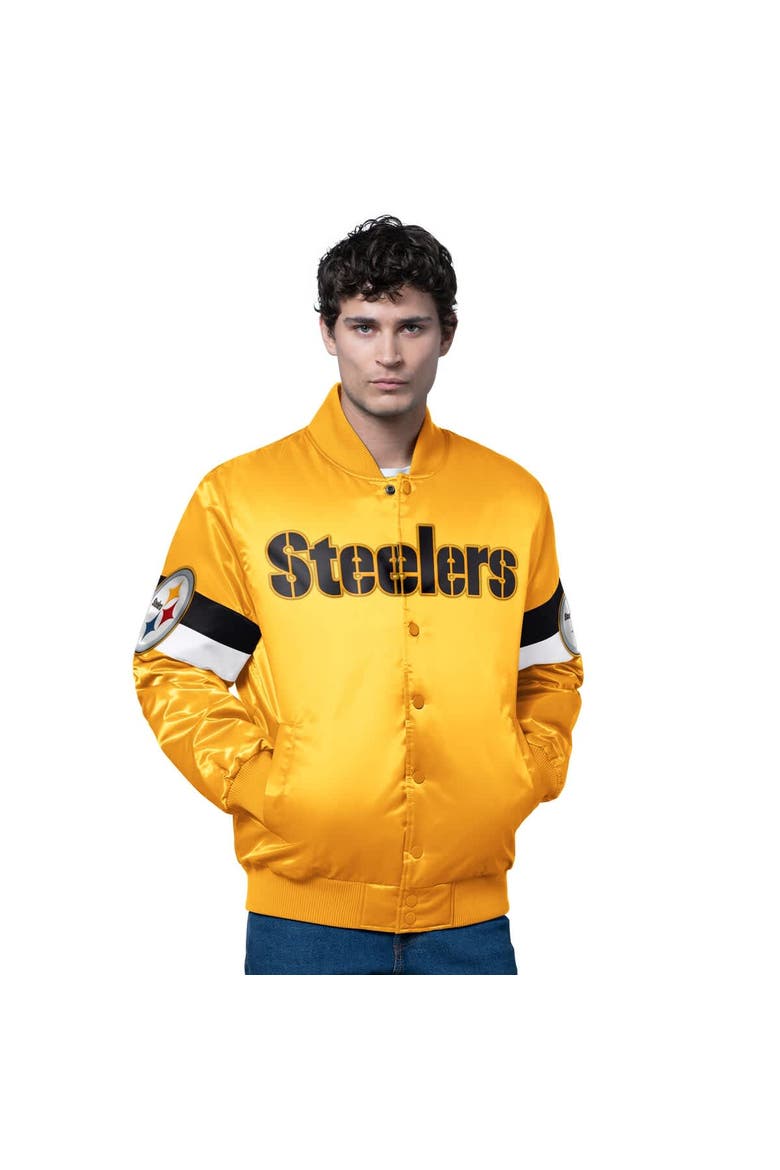 Men's Starter Gold Pittsburgh Steelers Triple Option Full-Snap Varsity Jacket, Main, color, Gold