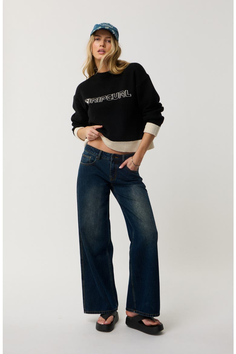 Archive Script Sweater, Alternate, color, BLACK