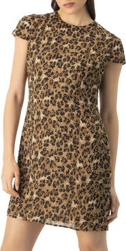 IVONNE Short Beaded Cap Sleeve Dress with Round Neck
