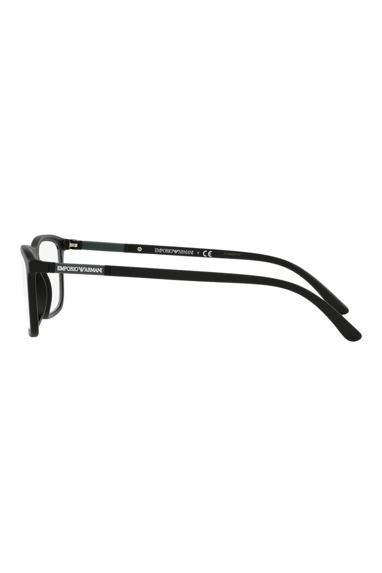55mm Rectangular Glasses, Alternate, color, MATTE BLACK / CLEAR