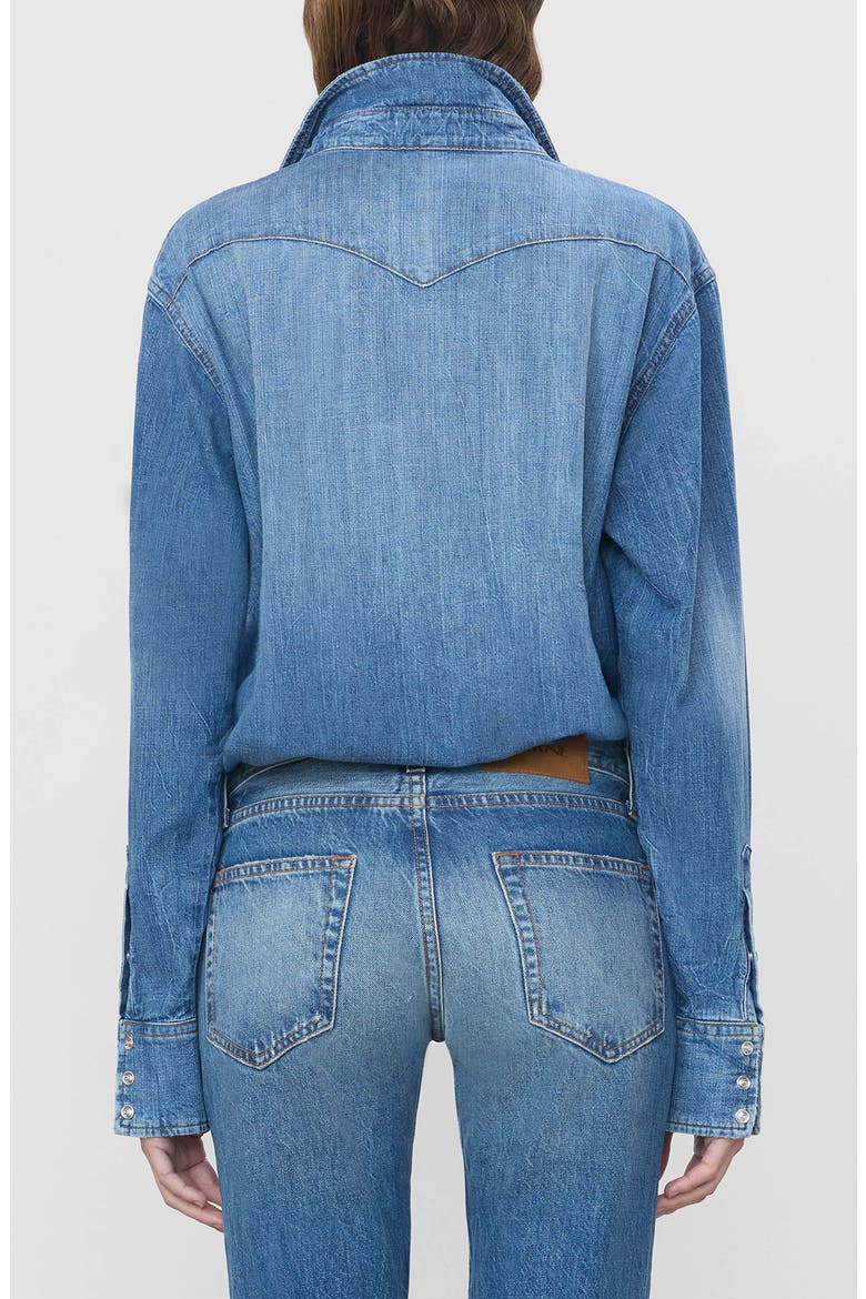 Ellis Snap Half-Placket Cotton Shirt, Alternate, color, MEDIUM INDIGO