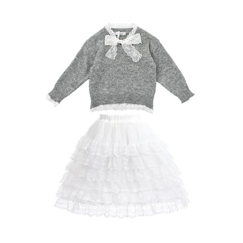 Lace-Bow Top with Tiered Skirt (Toddler, Little Kid & Big Kid)