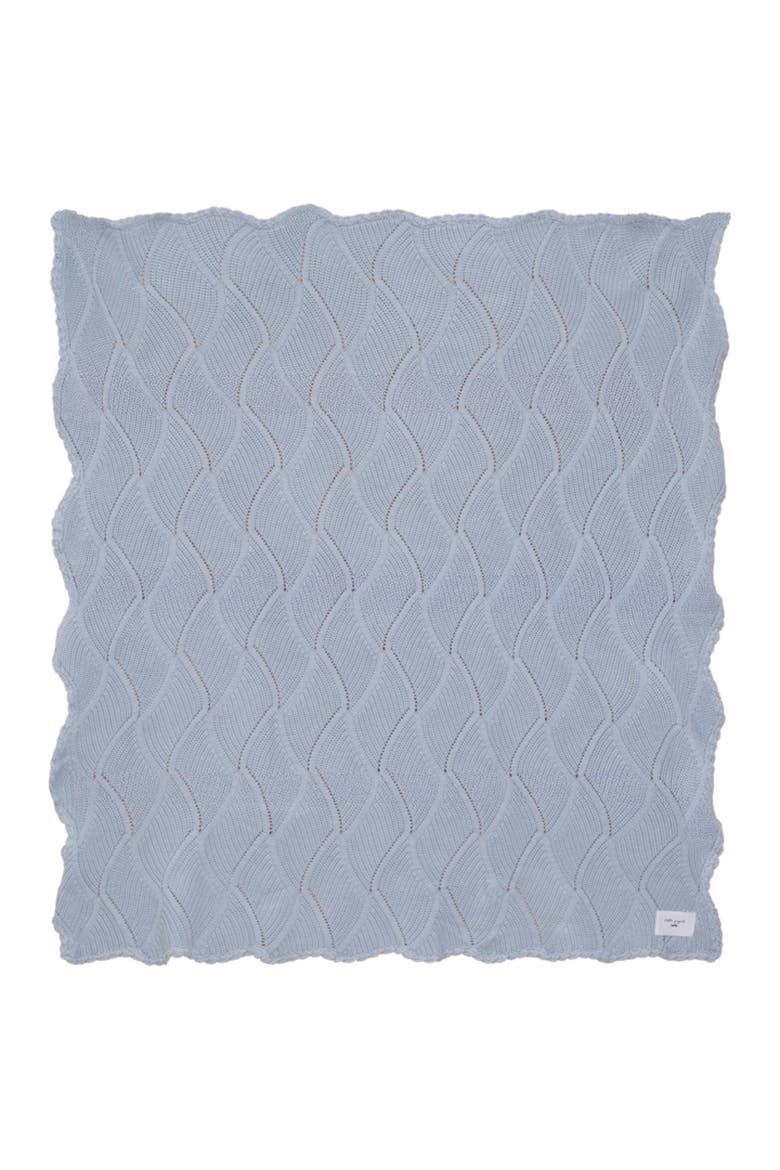 Boy Chunky Textured Scallop Edge Blanket Knit Throw, Main, color, Blue Grey