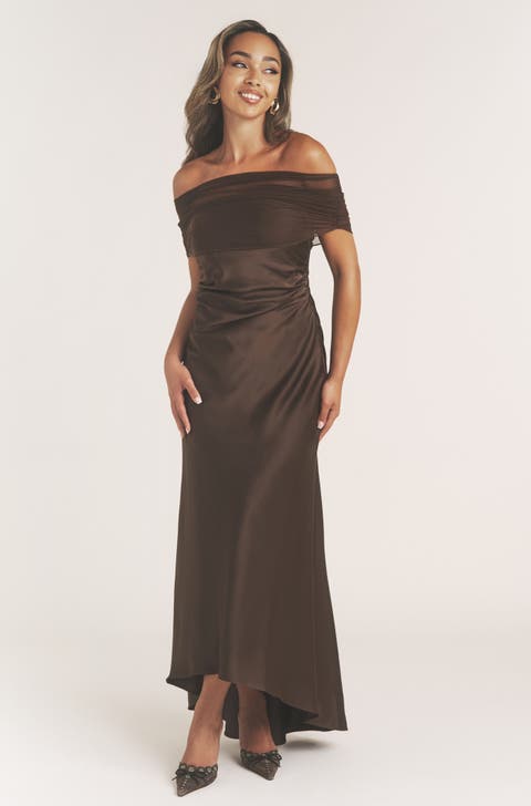 Bardot Detail Satin Midaxi Dress