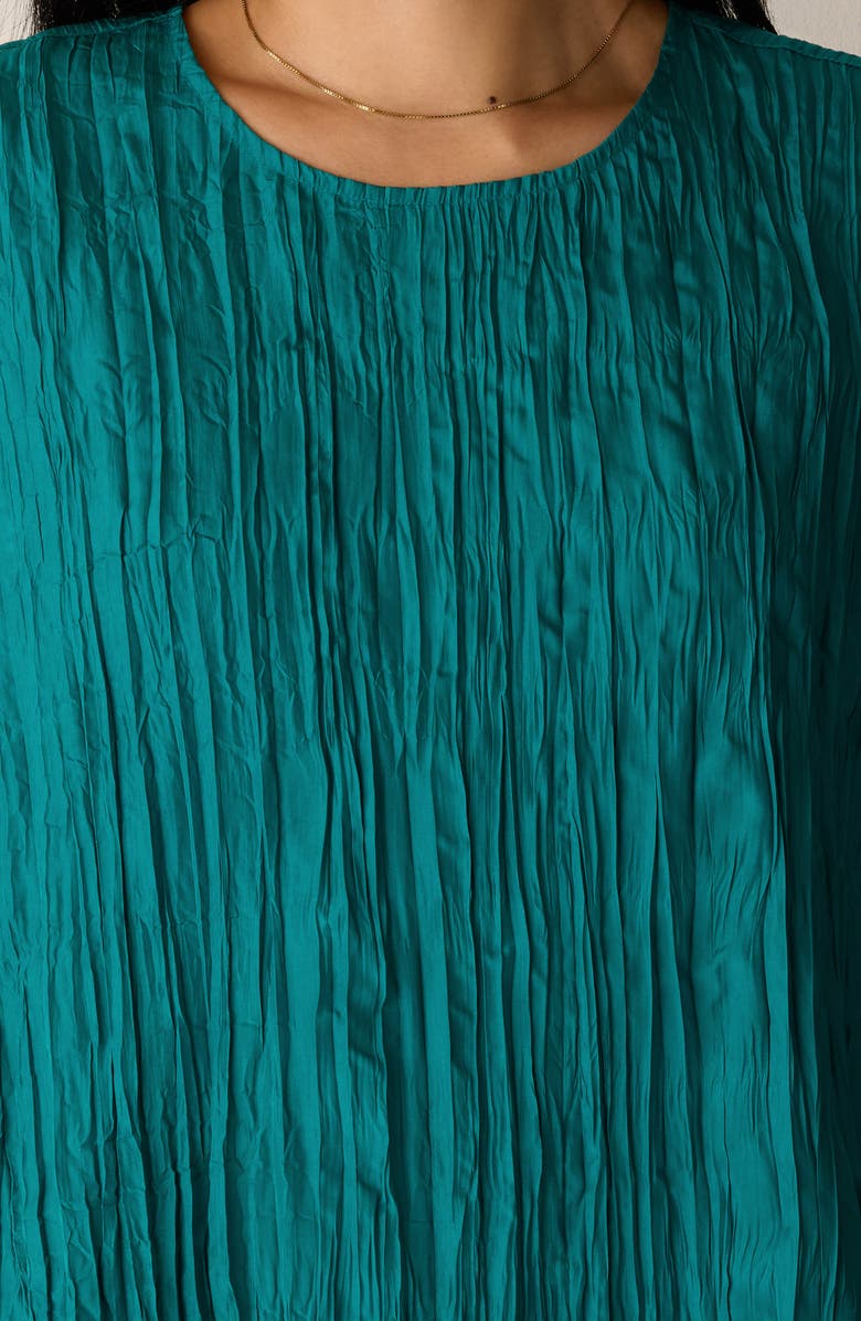 Eileen Fisher Sleeveless Silk A-Line Dress, Alternate, color, Teal