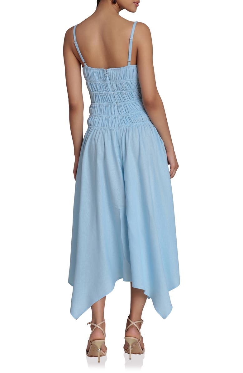 Avec Les Filles Shirred Handkerchief Midi Dress, Alternate, color, Light Blue