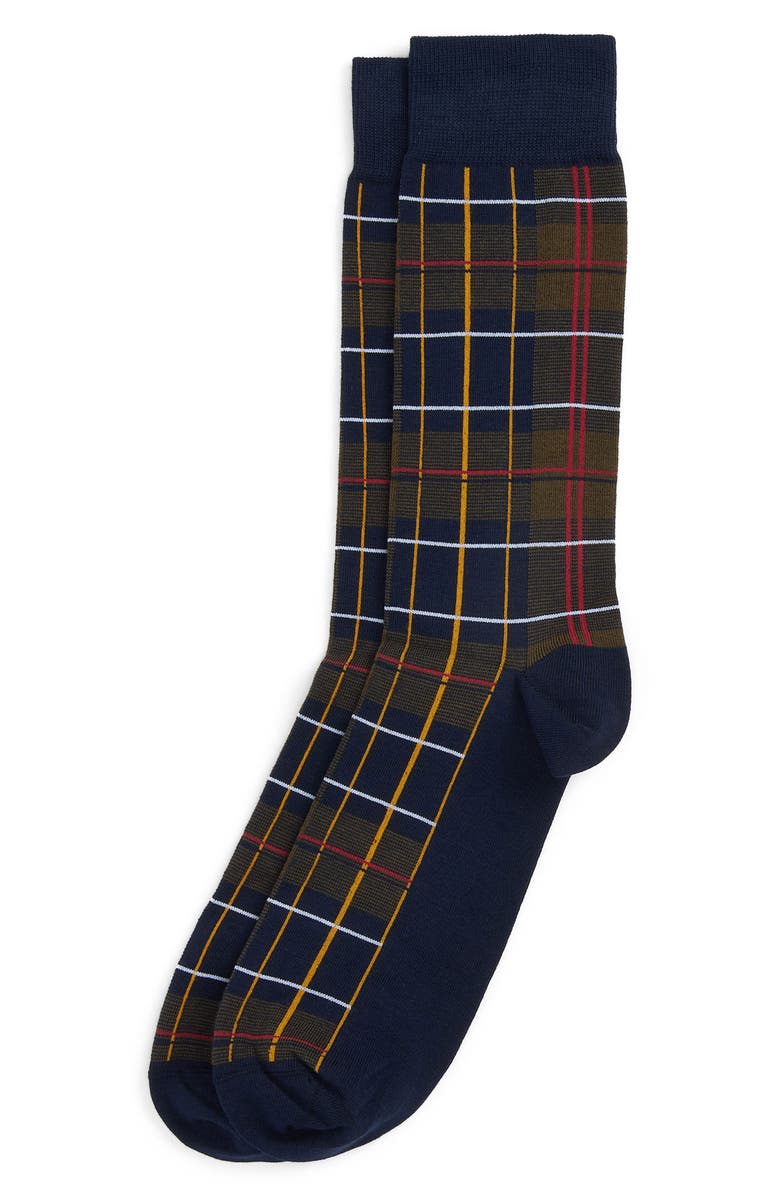 Barbour Blyth Plaid Cotton Blend Socks, Main, color, Classic Tartan