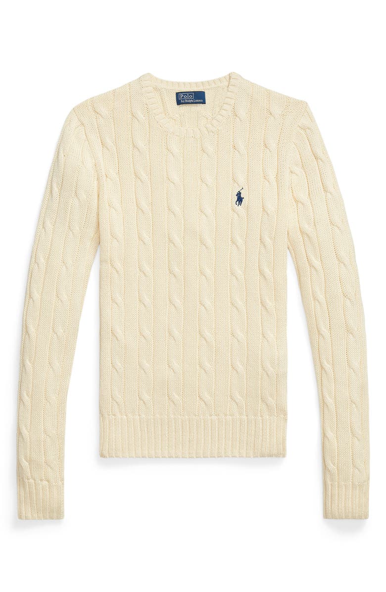 Polo Ralph Lauren Cable Stitch Cotton Sweater, Alternate, color, Cream