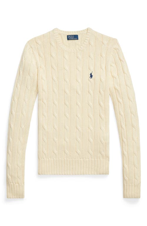 Polo Ralph Lauren Classic Cable Knit Sweater With Round Neckline And Ribbed Details In White