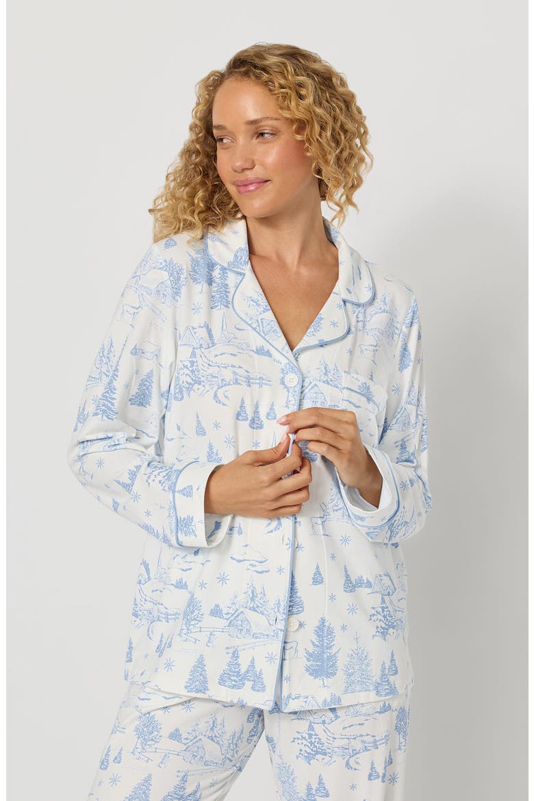 Print Stretch Organic Cotton Pajamas, Alternate, color, WINTER WONDERLAND