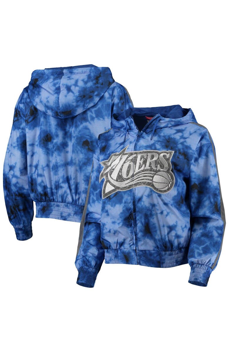 Mitchell & Ness Women's Mitchell & Ness Royal Philadelphia 76ers Galaxy Sublimated Windbreaker Pullover Full-Zip Hoodie, Main, color, Royal