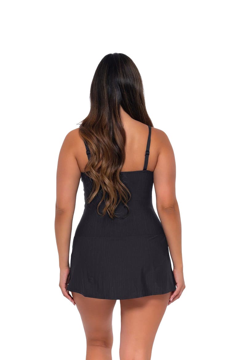 Sienna Swim Dress, Alternate, color, BLACK SEAGRASS TEXTURE