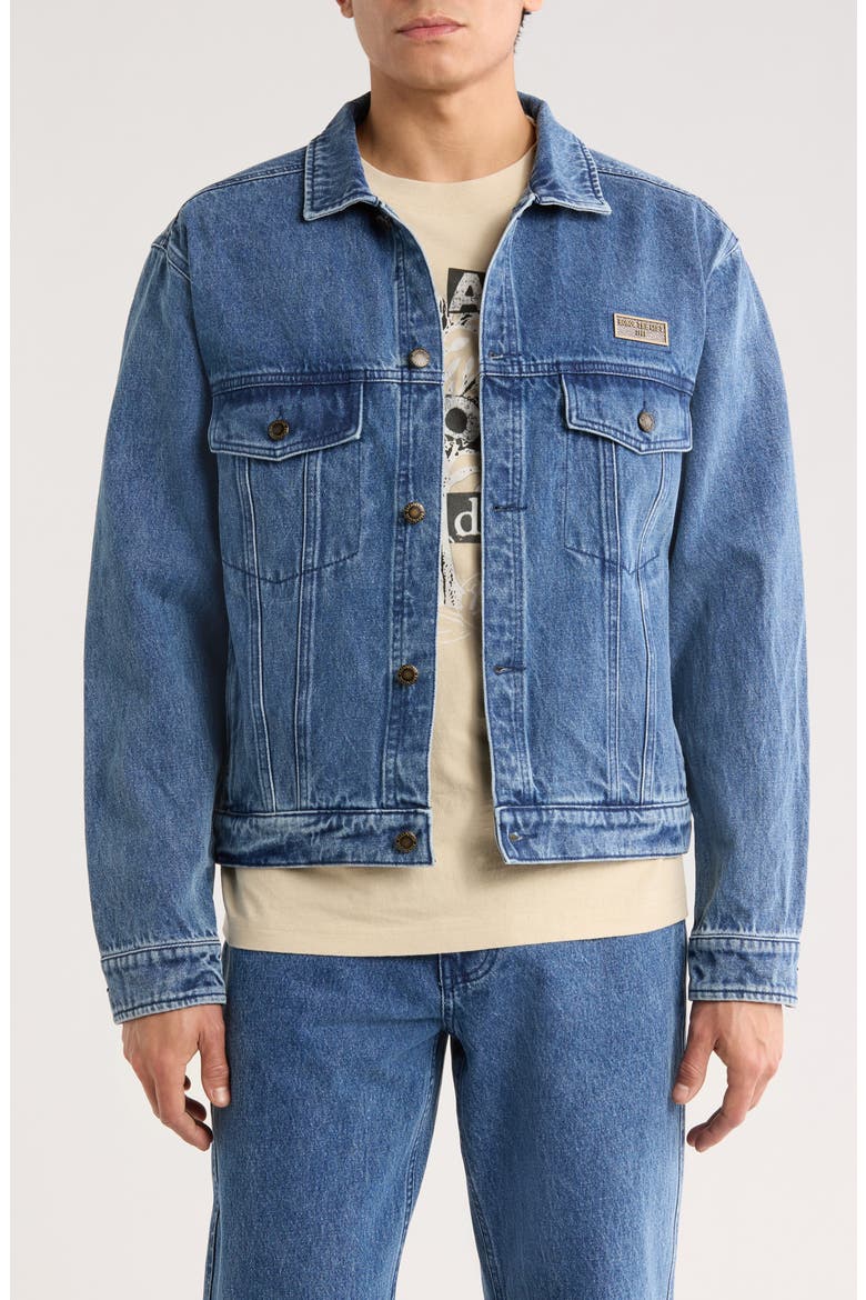 Washed Denim Trucker Jacket, Main, color, INDIGO